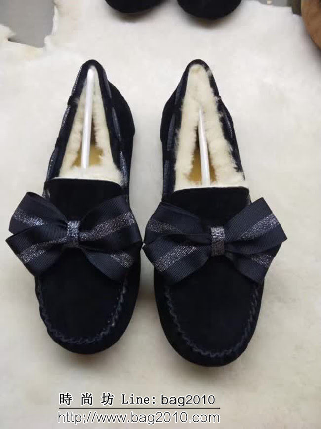 UGG 9023 新款毛毛 刺繡版 蝴蝶結 豆豆鞋 QZS2456